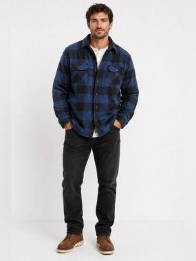 Jach’s NY Men’s Large 100% cotton Buffalo Plaid Flannel button up